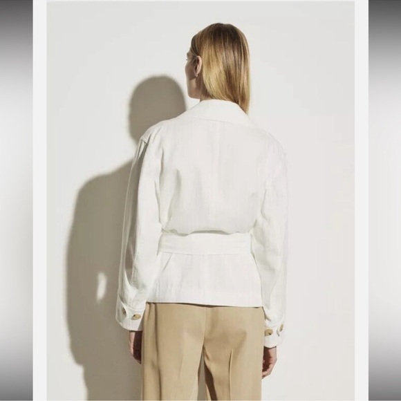 VINCE white cotton belted blazer - Picture 3 of 8